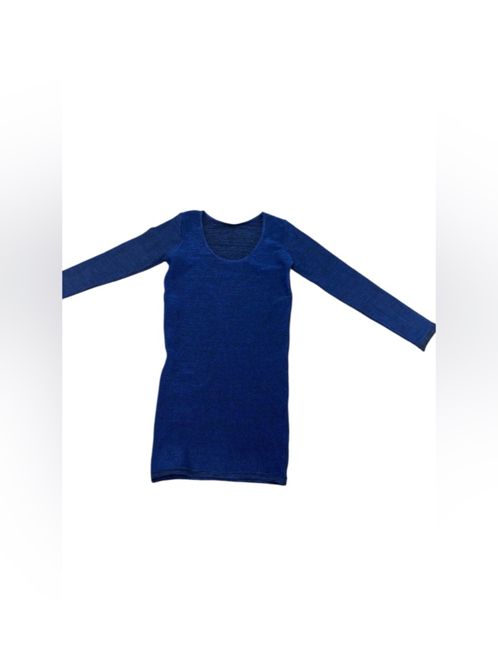 Maje Wmns Navy Blue Scoop Back Paris Griotte Metallic‎ Knit LS Dress Bleu Azur